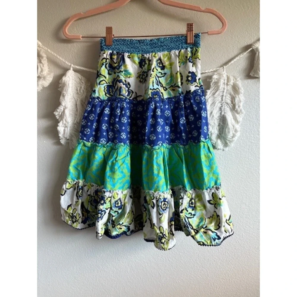 The Children's‎ Place Girls Size 8 Floral Tiered Skirt Colorful Cotton Smocked